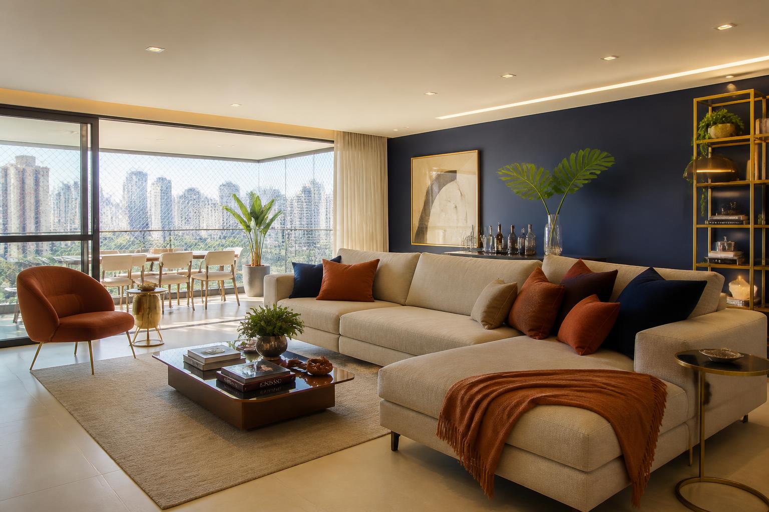 Interior contemporâneo de apartamento de alto padrão
